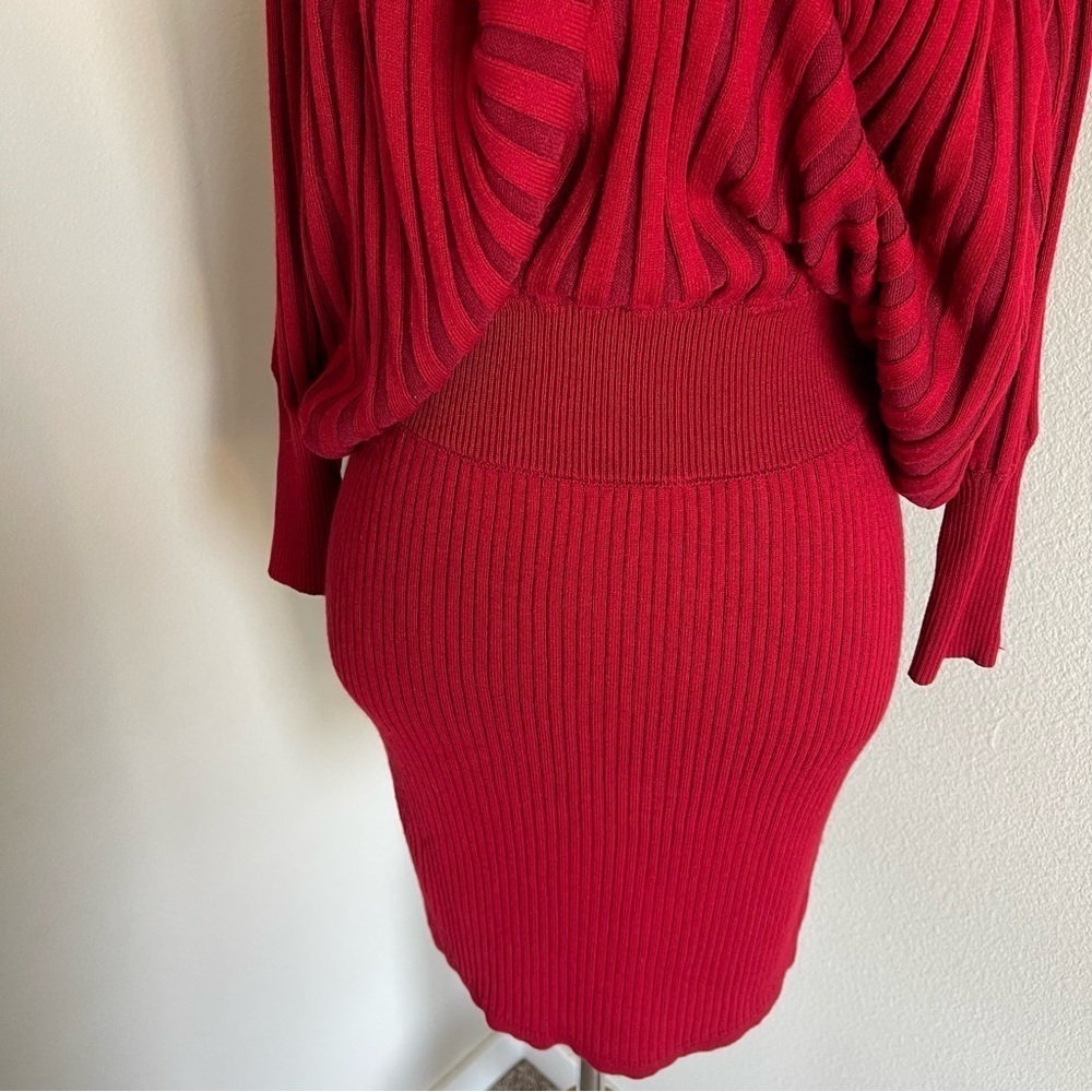 Cache Red Knit Ribbed Dress - Picture 5 of 9